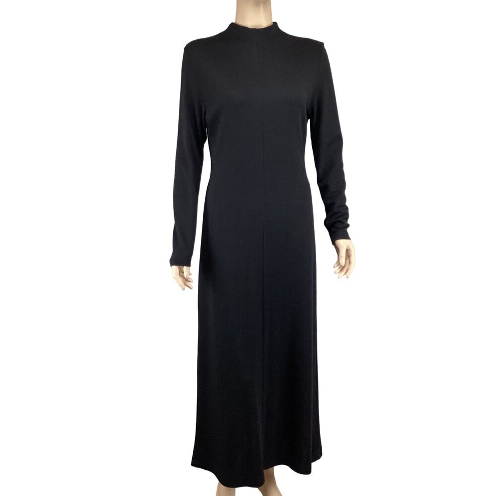 Mia Nola Vintage Maxi Dress Size 2 Long Black‎ Mock Turtleneck Stretch